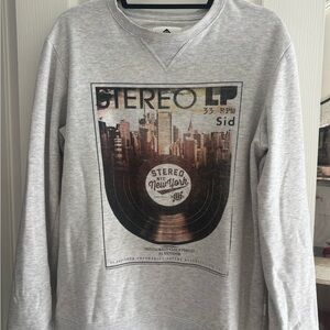 Stereo Graphic Gray Crewneck Sweater/Sweatshirt